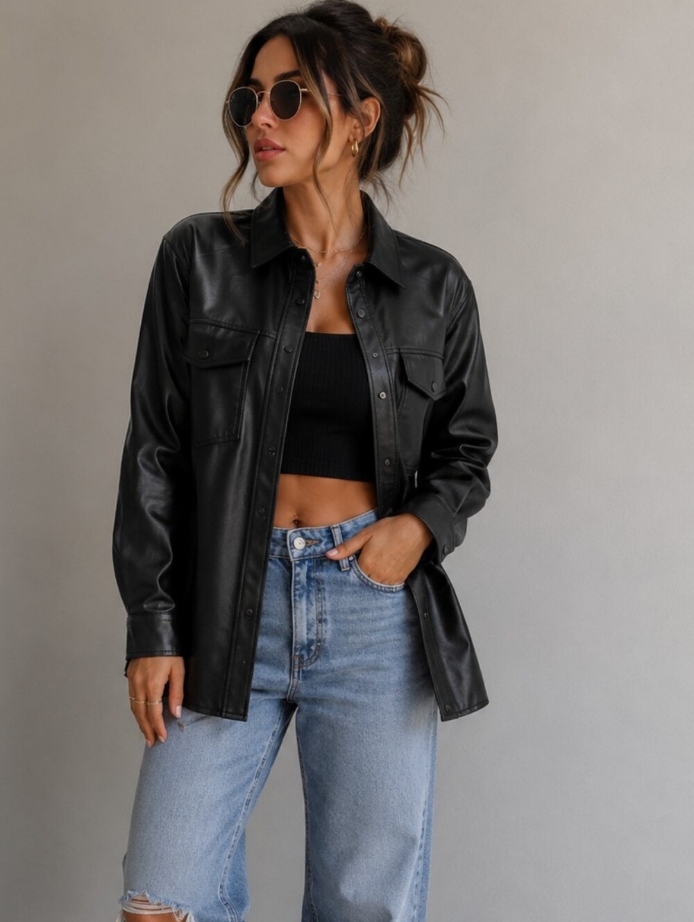 Zara oversized Faux leather shacket